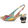 imageFSJ Women Pointed Toe Slingback Wedding Pumps Chunky Low Heel Rhinestone Sandals Crystal Heeled Dress Shoes Size 415 M USQuicksand