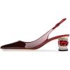 imageFSJ Women Pointed Toe Slingback Wedding Pumps Chunky Low Heel Rhinestone Sandals Crystal Heeled Dress Shoes Size 415 M USRedgradient