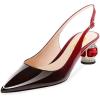imageFSJ Women Pointed Toe Slingback Wedding Pumps Chunky Low Heel Rhinestone Sandals Crystal Heeled Dress Shoes Size 415 M USRedgradient