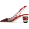 imageFSJ Women Pointed Toe Slingback Wedding Pumps Chunky Low Heel Rhinestone Sandals Crystal Heeled Dress Shoes Size 415 M USRedgradient