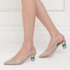 imageFSJ Women Pointed Toe Slingback Wedding Pumps Chunky Low Heel Rhinestone Sandals Crystal Heeled Dress Shoes Size 415 M USSilver