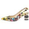 imageFSJ Women Pointed Toe Slingback Wedding Pumps Chunky Low Heel Rhinestone Sandals Crystal Heeled Dress Shoes Size 415 M USSweet Heart