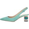 imageFSJ Women Pointed Toe Slingback Wedding Pumps Chunky Low Heel Rhinestone Sandals Crystal Heeled Dress Shoes Size 415 M USTurquoise