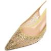 imageFSJ Women Pointed Toe Slingback Wedding Pumps Chunky Low Heel Rhinestone Sandals Crystal Heeled Dress Shoes Size 415 M USYellow