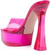 imageFSJ Women Slip On Platform Heeled Sandals Peep Open Toe Chunky Block High Heels Mules Backless Summer Dress Slide Sandals Size 415 USFuchsia Clear