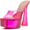 imageFSJ Women Slip On Platform Heeled Sandals Peep Open Toe Chunky Block High Heels Mules Backless Summer Dress Slide Sandals Size 415 USFuchsia Clear