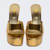imageFSJ Women Slip On Platform Heeled Sandals Peep Open Toe Chunky Block High Heels Mules Backless Summer Dress Slide Sandals Size 415 USGold