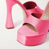 imageFSJ Women Slip On Platform Heeled Sandals Peep Open Toe Chunky Block High Heels Mules Backless Summer Dress Slide Sandals Size 415 USPink Satin