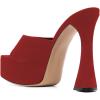 imageFSJ Women Slip On Platform Heeled Sandals Peep Open Toe Chunky Block High Heels Mules Backless Summer Dress Slide Sandals Size 415 USRed