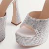 imageFSJ Women Slip On Platform Heeled Sandals Peep Open Toe Chunky Block High Heels Mules Backless Summer Dress Slide Sandals Size 415 USRhinestone