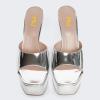 imageFSJ Women Slip On Platform Heeled Sandals Peep Open Toe Chunky Block High Heels Mules Backless Summer Dress Slide Sandals Size 415 USSilver