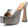 imageFSJ Women Slip On Platform Heeled Sandals Peep Open Toe Chunky Block High Heels Mules Backless Summer Dress Slide Sandals Size 415 USSilvergrey