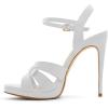 imageFSJ Women Stylish High Heel Strappy Sandals Open Toe Ankle Strap Platform Stilettos Formal Events Parties Night Out Shoes Size 416 USWhite