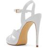 imageFSJ Women Stylish High Heel Strappy Sandals Open Toe Ankle Strap Platform Stilettos Formal Events Parties Night Out Shoes Size 416 USWhite