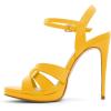 imageFSJ Women Stylish High Heel Strappy Sandals Open Toe Ankle Strap Platform Stilettos Formal Events Parties Night Out Shoes Size 416 USYellow