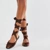 imageFSJ Women Wrapped Ballet Flats Bowknot Closed Toe Cross Ribbon LaceUp Slingabck Ballerinas Shoes Size 416 USBrown