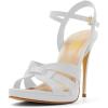 imageFSJ Women Stylish High Heel Strappy Sandals Open Toe Ankle Strap Platform Stilettos Formal Events Parties Night Out Shoes Size 416 USWhite