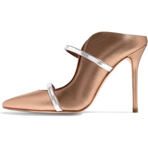 imageFSJ Women Fashion Pointy Toe Mules Sandals High Heels Pumps Double Straps Slide Sandals Casual Summer Outfit Shoes Size 415 M USChampagne12 Cm