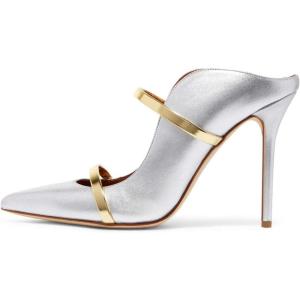 imageFSJ Women Fashion Pointy Toe Mules Sandals High Heels Pumps Double Straps Slide Sandals Casual Summer Outfit Shoes Size 415 M USSilver12 Cm
