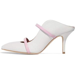 imageFSJ Women Fashion Pointy Toe Mules Sandals High Heels Pumps Double Straps Slide Sandals Casual Summer Outfit Shoes Size 415 M USWhite8cm