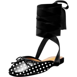 imageFSJ Women Wrapped Ballet Flats Bowknot Closed Toe Cross Ribbon LaceUp Slingabck Ballerinas Shoes Size 416 USPolka Dot