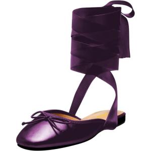 imageFSJ Women Wrapped Ballet Flats Bowknot Closed Toe Cross Ribbon LaceUp Slingabck Ballerinas Shoes Size 416 USPurple