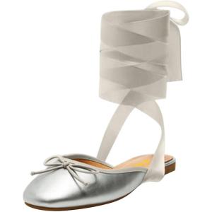 imageFSJ Women Wrapped Ballet Flats Bowknot Closed Toe Cross Ribbon LaceUp Slingabck Ballerinas Shoes Size 416 USSilver