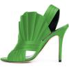 imageFSJ Women Charm Slingback DOrsay Sandals Slip On Peep Toe Satin Ankle Strap Sandals Stiletto High Heel Slide Mule Ladies Party Wedding Prom Dress Sexy Shoes Size 415 USGreen