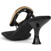 imageFSJ Women Chic Open Toe Kitten Heel Flip Flops Slip On Gold Detail Low Heeled Thong Sandals Casual Summer Beach Fashion Slides Size 416 USBlack