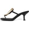 imageFSJ Women Chic Open Toe Kitten Heel Flip Flops Slip On Gold Detail Low Heeled Thong Sandals Casual Summer Beach Fashion Slides Size 416 USBlack