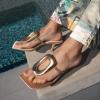 imageFSJ Women Chic Open Toe Kitten Heel Flip Flops Slip On Gold Detail Low Heeled Thong Sandals Casual Summer Beach Fashion Slides Size 416 USBrown Gold