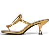 imageFSJ Women Chic Open Toe Kitten Heel Flip Flops Slip On Gold Detail Low Heeled Thong Sandals Casual Summer Beach Fashion Slides Size 416 USGold