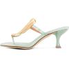 imageFSJ Women Chic Open Toe Kitten Heel Flip Flops Slip On Gold Detail Low Heeled Thong Sandals Casual Summer Beach Fashion Slides Size 416 USPale Turquoise