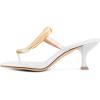 imageFSJ Women Chic Open Toe Kitten Heel Flip Flops Slip On Gold Detail Low Heeled Thong Sandals Casual Summer Beach Fashion Slides Size 416 USWhite