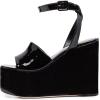 imageFSJ Women Classic Platform Wedge Sandals Open Toe High Heel Ankle Strap Buckle Slingback Party Dress Casual Walking Shoes Size 415 USBlack