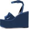 imageFSJ Women Classic Platform Wedge Sandals Open Toe High Heel Ankle Strap Buckle Slingback Party Dress Casual Walking Shoes Size 415 USBlue