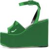 imageFSJ Women Classic Platform Wedge Sandals Open Toe High Heel Ankle Strap Buckle Slingback Party Dress Casual Walking Shoes Size 415 USGreen