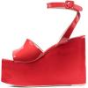 imageFSJ Women Classic Platform Wedge Sandals Open Toe High Heel Ankle Strap Buckle Slingback Party Dress Casual Walking Shoes Size 415 USRed