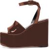 imageFSJ Women Classic Platform Wedge Sandals Open Toe High Heel Ankle Strap Buckle Slingback Party Dress Casual Walking Shoes Size 415 USSaddle Brown