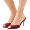 imageFSJ Women Comfort Low Kitten Heel Sandals Mules Peep Toe Slide Slip On Summer Slide Dress Pump Shoes 415 M US10cm Dark Red
