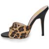 imageFSJ Women Comfort Low Kitten Heel Sandals Mules Peep Toe Slide Slip On Summer Slide Dress Pump Shoes 415 M US10cm Leopard