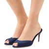 imageFSJ Women Comfort Low Kitten Heel Sandals Mules Peep Toe Slide Slip On Summer Slide Dress Pump Shoes 415 M US10cm Navy Blue
