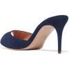 imageFSJ Women Comfort Low Kitten Heel Sandals Mules Peep Toe Slide Slip On Summer Slide Dress Pump Shoes 415 M US10cm Navy Blue