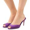 imageFSJ Women Comfort Low Kitten Heel Sandals Mules Peep Toe Slide Slip On Summer Slide Dress Pump Shoes 415 M US10cm Purple
