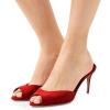 imageFSJ Women Comfort Low Kitten Heel Sandals Mules Peep Toe Slide Slip On Summer Slide Dress Pump Shoes 415 M US10cm Red
