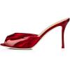 imageFSJ Women Comfort Low Kitten Heel Sandals Mules Peep Toe Slide Slip On Summer Slide Dress Pump Shoes 415 M US10cm Red Glossy