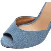 imageFSJ Women Comfort Low Kitten Heel Sandals Mules Peep Toe Slide Slip On Summer Slide Dress Pump Shoes 415 M US12cm Blue Denim