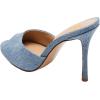 imageFSJ Women Comfort Low Kitten Heel Sandals Mules Peep Toe Slide Slip On Summer Slide Dress Pump Shoes 415 M US12cm Blue Denim