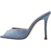 imageFSJ Women Comfort Low Kitten Heel Sandals Mules Peep Toe Slide Slip On Summer Slide Dress Pump Shoes 415 M US12cm Blue Denim