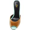 imageFSJ Women Comfort Low Kitten Heel Sandals Mules Peep Toe Slide Slip On Summer Slide Dress Pump Shoes 415 M US12cm Brown Green Fur